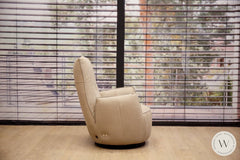 Sessel Blobb.deluxe Inkl. Hocker In Leder Rhino Beigegrau