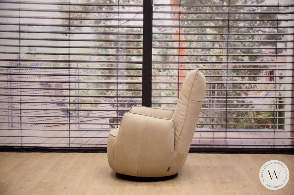 Sessel Blobb.De Luxe inkl. Hocker in Leder Rhino beigegrau Bullfrog