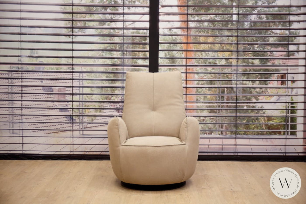 Sessel Blobb.De Luxe inkl. Hocker in Leder Rhino beigegrau Bullfrog