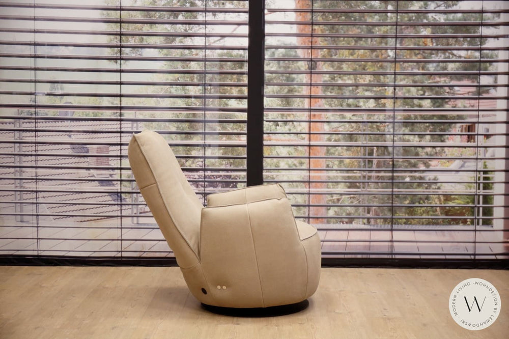 Sessel Blobb.De Luxe inkl. Hocker in Leder Rhino beigegrau Bullfrog