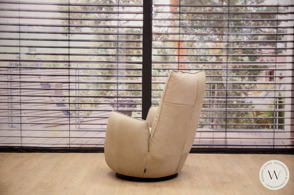 Sessel Blobb.De Luxe inkl. Hocker in Leder Rhino beigegrau Bullfrog
