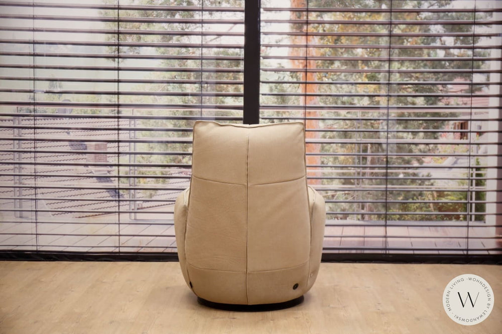 Sessel Blobb.De Luxe inkl. Hocker in Leder Rhino beigegrau Bullfrog