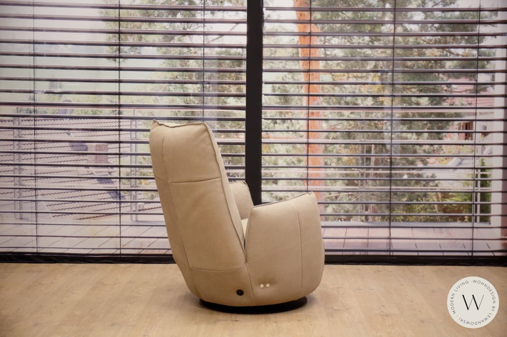 Sessel Blobb.De Luxe inkl. Hocker in Leder Rhino beigegrau Bullfrog