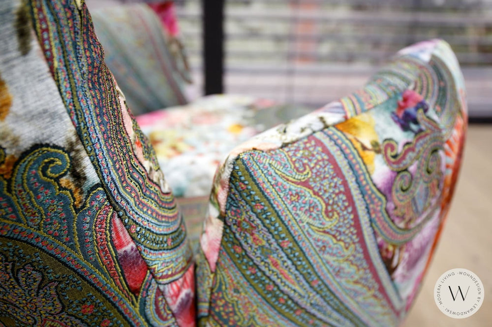 Sessel Blobb.De Luxe mit Schaukelfunktion + Hocker im Stoff Paisley Bullfrog