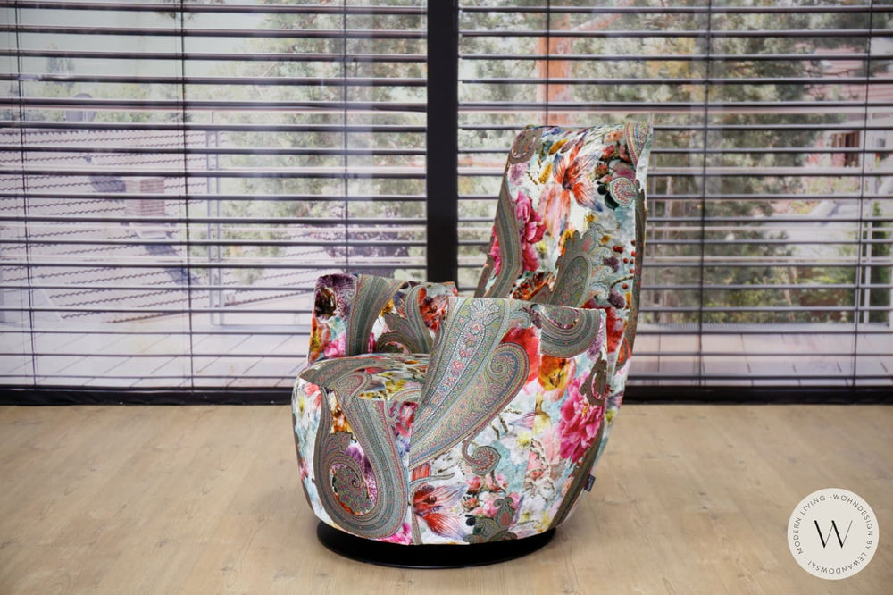 Sessel Blobb.De Luxe mit Schaukelfunktion + Hocker im Stoff Paisley Bullfrog