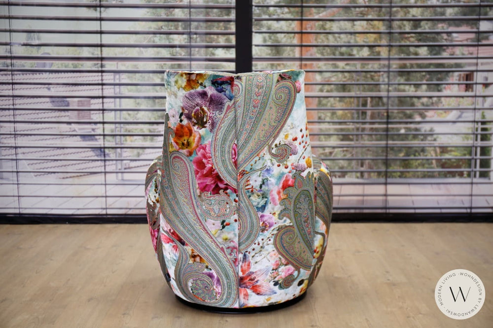 Sessel Blobb.De Luxe mit Schaukelfunktion + Hocker im Stoff Paisley Bullfrog