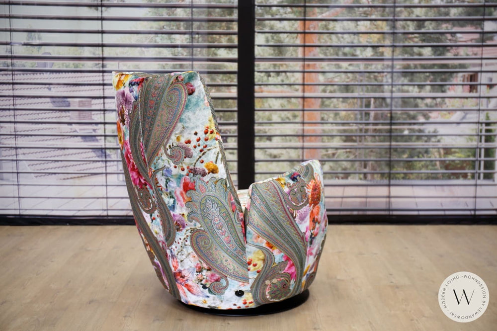 Sessel Blobb.De Luxe mit Schaukelfunktion + Hocker im Stoff Paisley Bullfrog