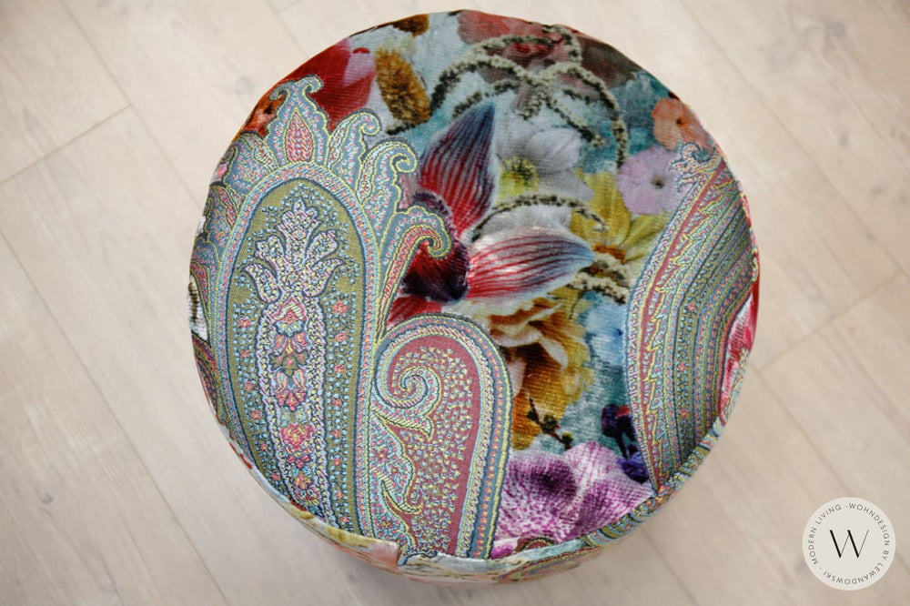 Sessel Blobb.De Luxe mit Schaukelfunktion + Hocker im Stoff Paisley Bullfrog