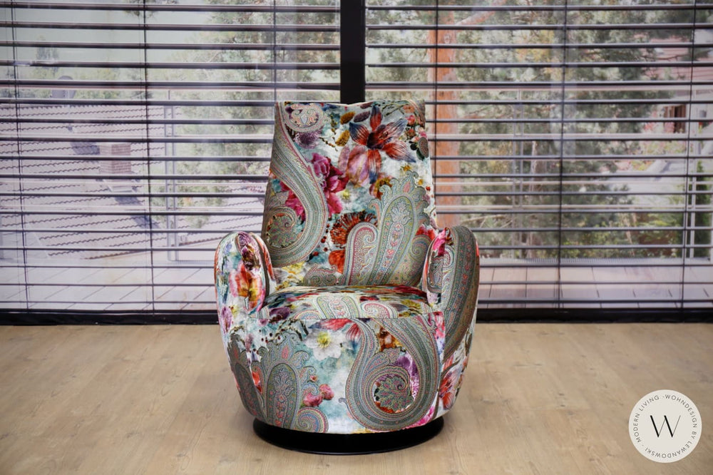 Sessel Blobb.De Luxe mit Schaukelfunktion + Hocker im Stoff Paisley Bullfrog