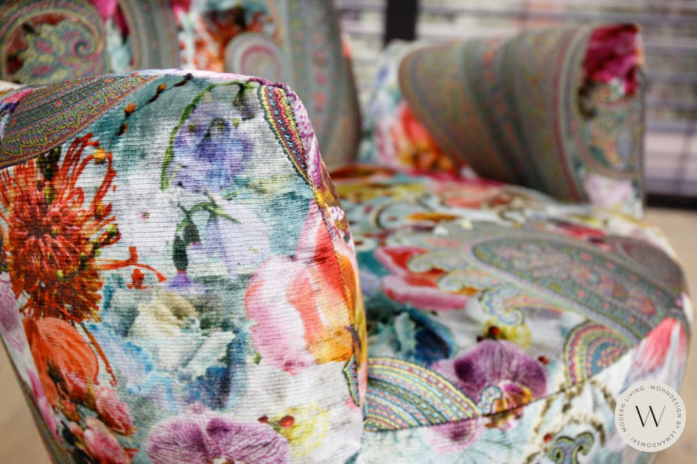 Sessel Blobb.De Luxe mit Schaukelfunktion + Hocker im Stoff Paisley Bullfrog