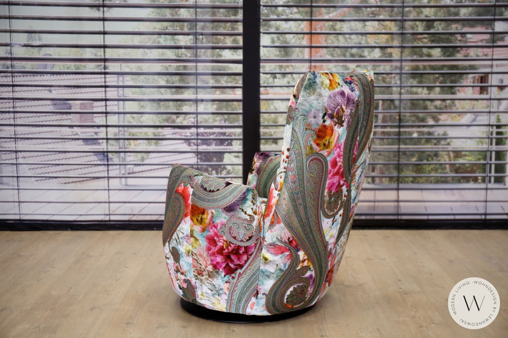 Sessel Blobb.De Luxe mit Schaukelfunktion + Hocker im Stoff Paisley Bullfrog