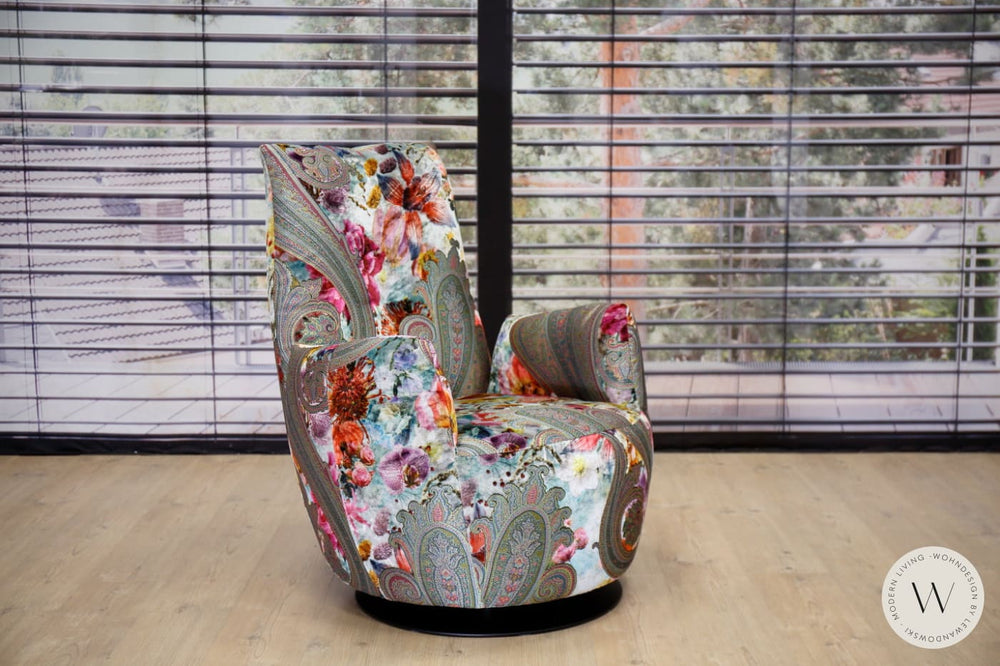 Sessel Blobb.De Luxe mit Schaukelfunktion + Hocker im Stoff Paisley Bullfrog
