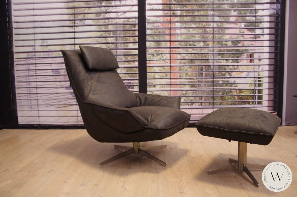 Sessel Isira mit Hocker in Stoff Bison 13/89 Koinor