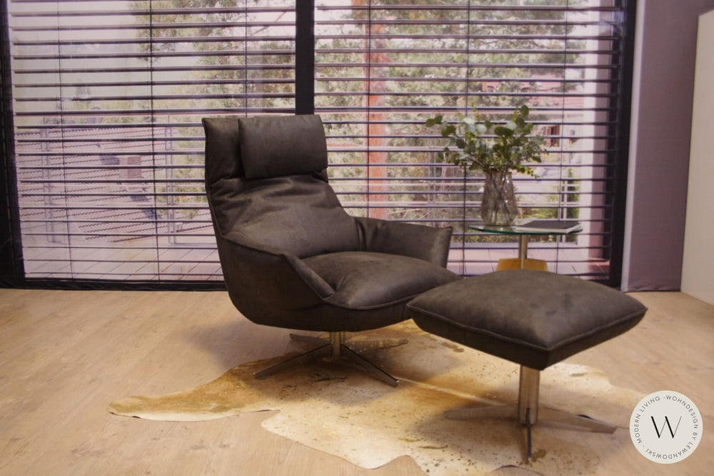 Sessel Isira mit Hocker in Stoff Bison 13/89 Koinor