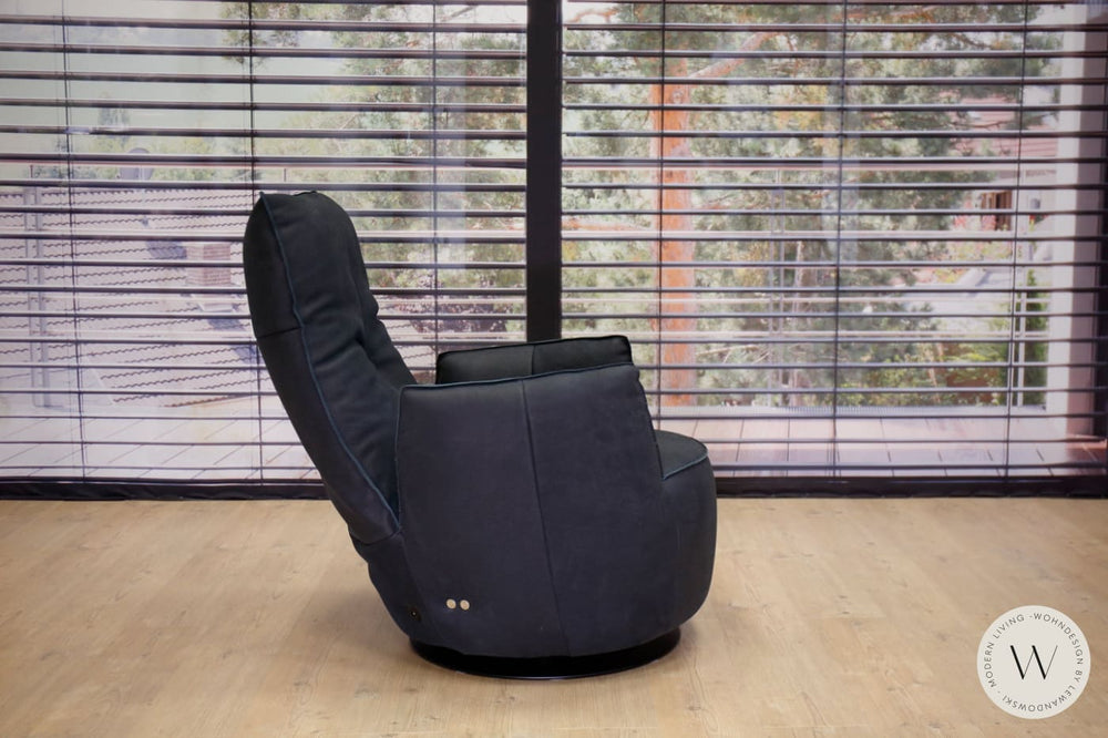 Sessel Modell Blobb.De Luxe + Hocker Leder Rhino schwarz Bullfrog