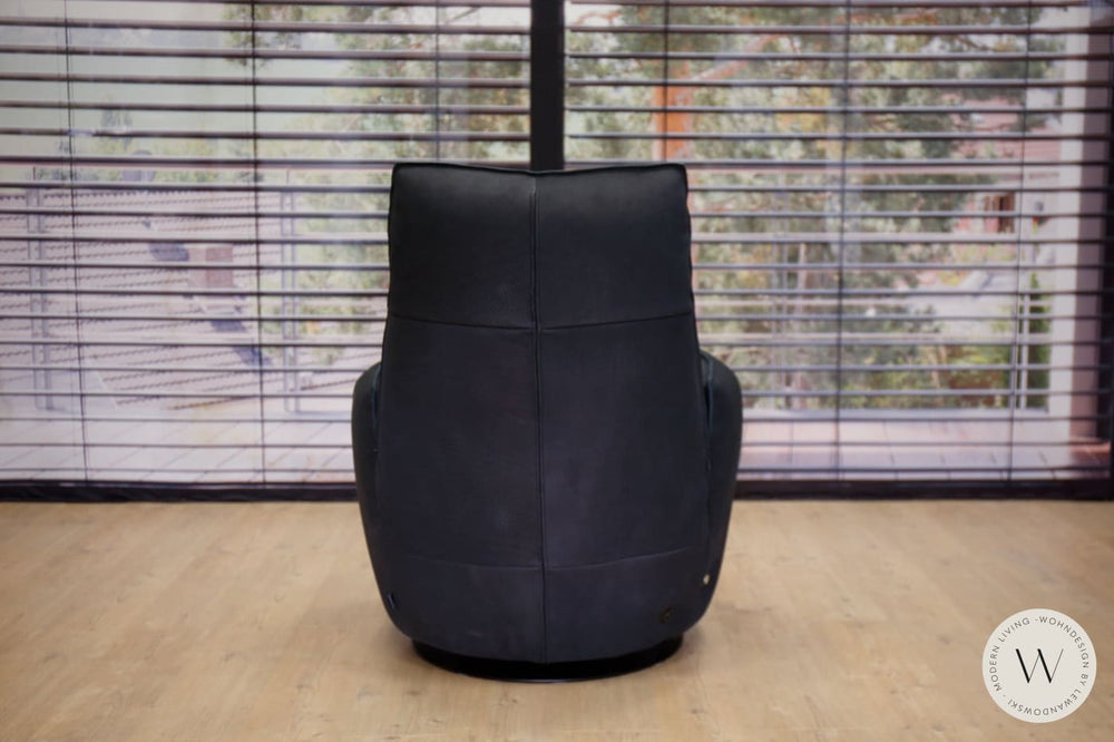Sessel Modell Blobb.De Luxe + Hocker Leder Rhino schwarz Bullfrog