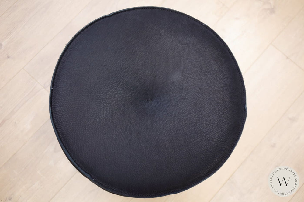 Sessel Modell Blobb.De Luxe + Hocker Leder Rhino schwarz Bullfrog