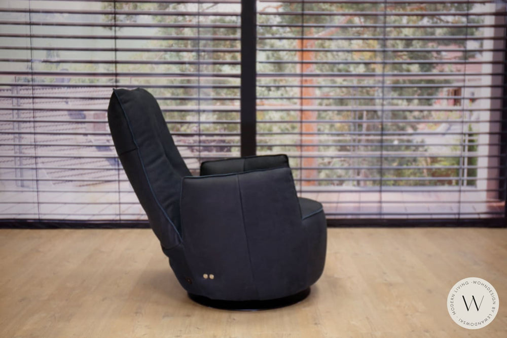 Sessel Modell Blobb.De Luxe + Hocker Leder Rhino schwarz Bullfrog