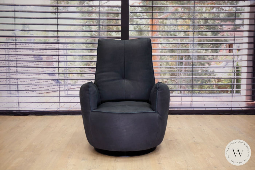 Sessel Modell Blobb.De Luxe + Hocker Leder Rhino schwarz Bullfrog
