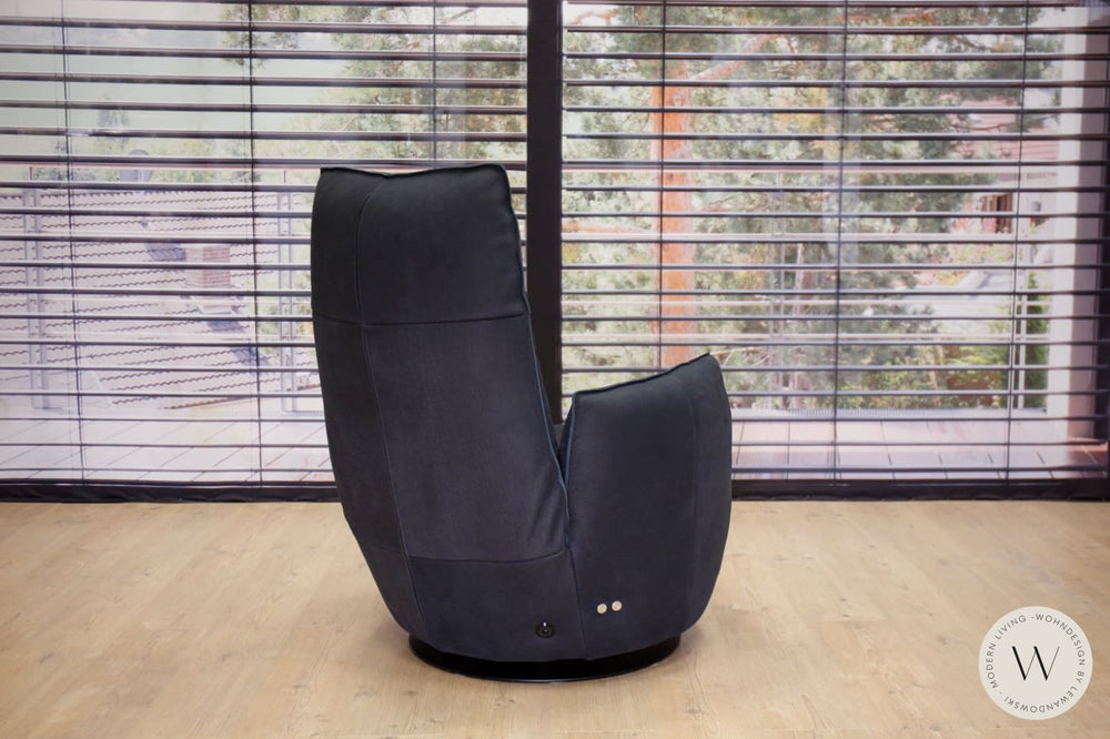Sessel Modell Blobb.De Luxe + Hocker Leder Rhino schwarz Bullfrog
