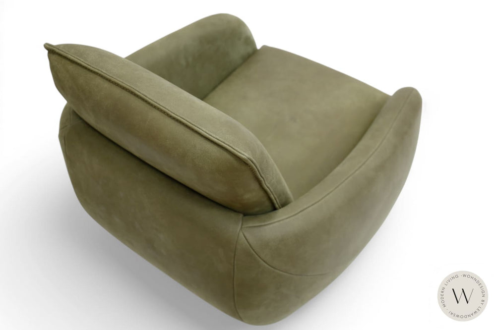 Sessel Modell Isco inkl. Hocker in Leder A-India verde Koinor