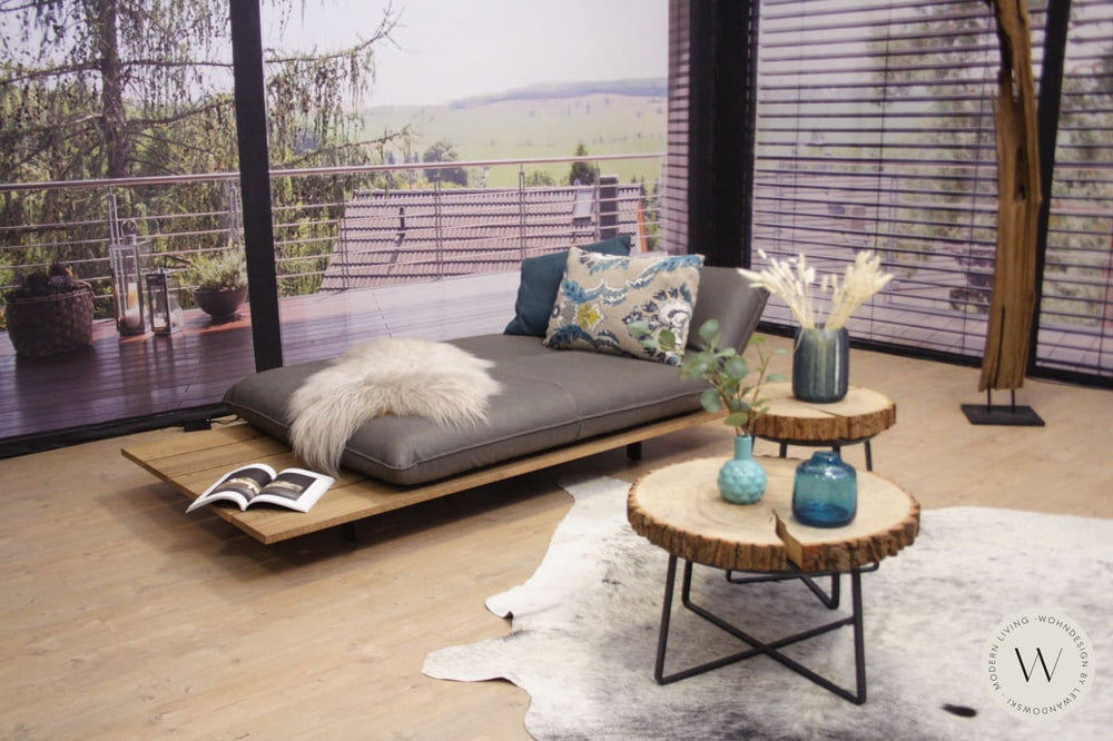 Sofa Modell Akito in Leder Oasis elefant Bullfrog