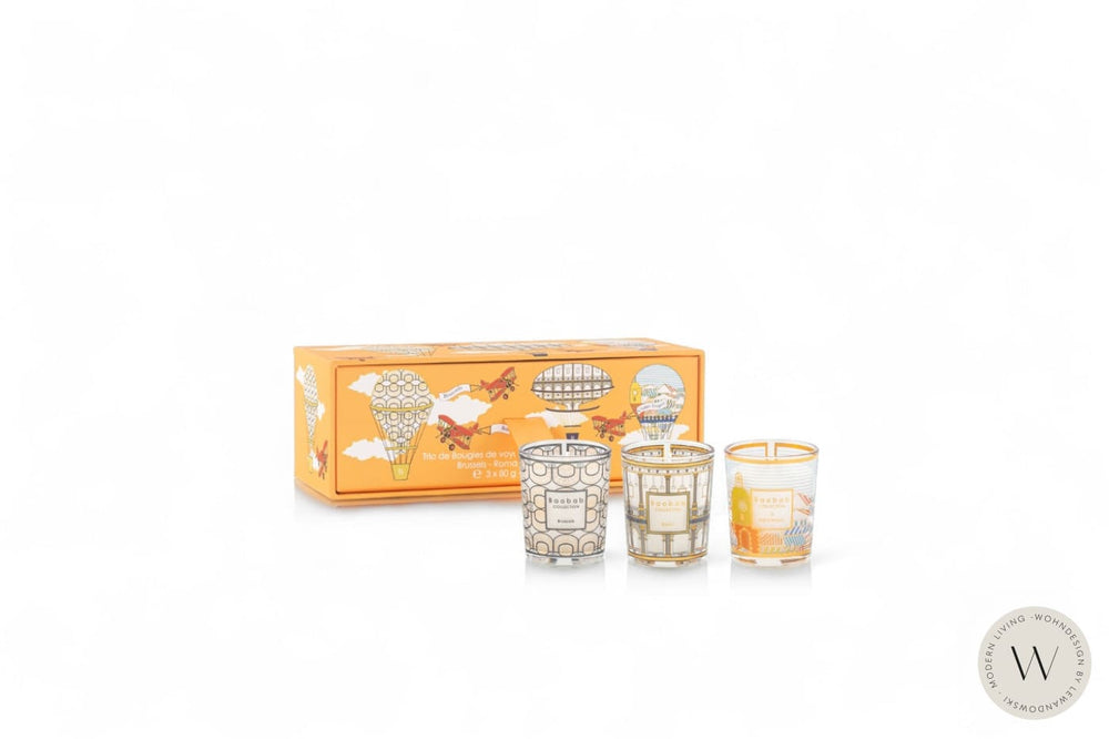 Trio Travel Candels BRUSSELS-ROMA-SAINT TROPEZ Baobab Collection