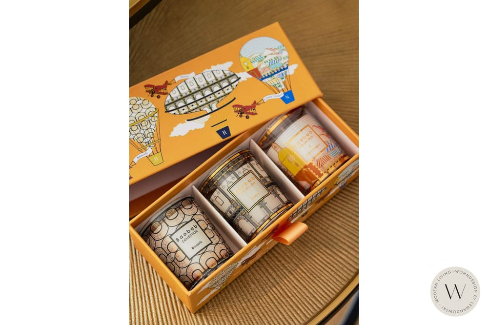 Trio Travel Candels BRUSSELS-ROMA-SAINT TROPEZ Baobab Collection