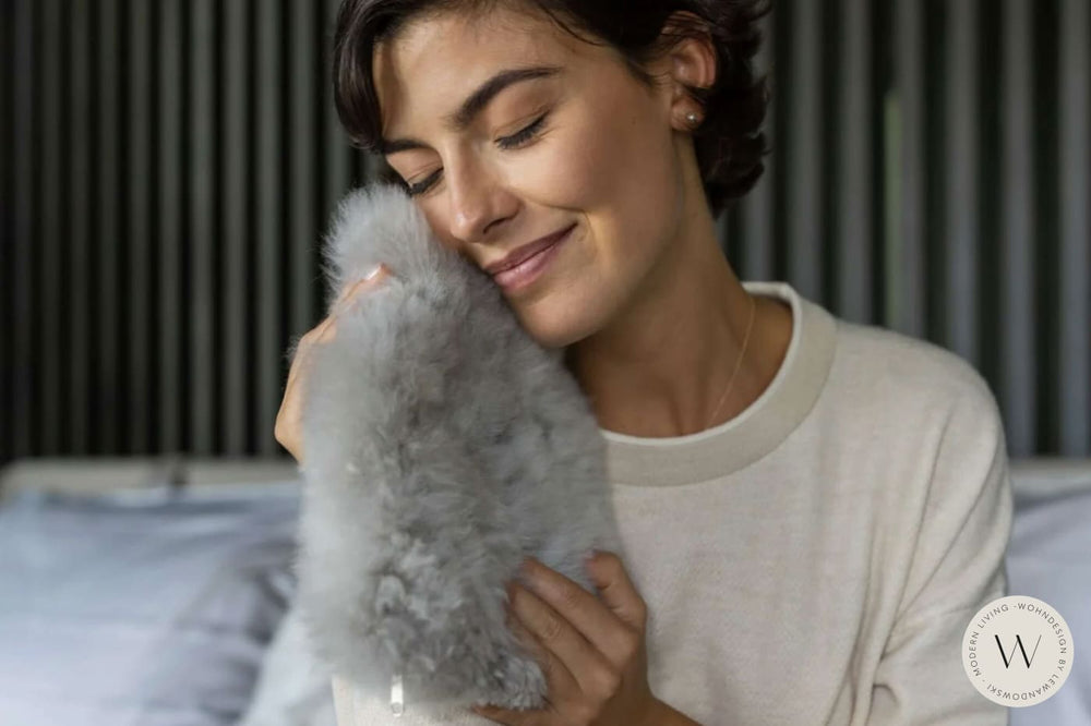 Wärmflasche CALMO Junior in silver grey WEICH Couture Alpaca